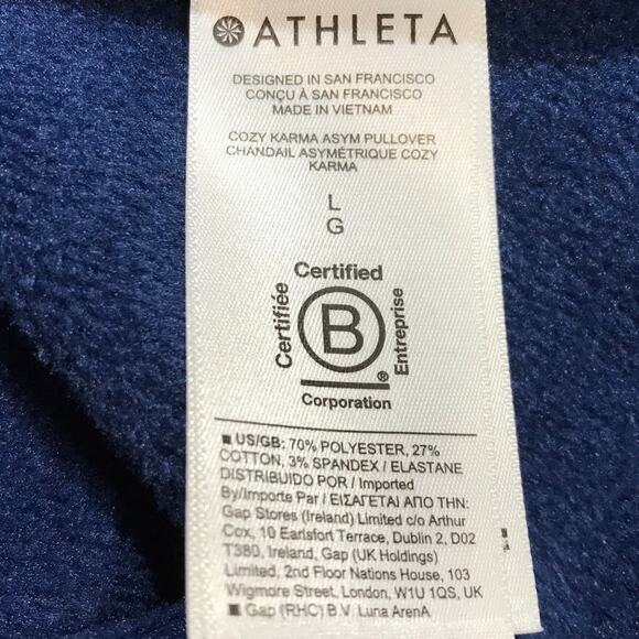Athleta Blue High Neck Long Sleeve Cozy Pullover Womens Sweatshirt L - Picture 4 of 9